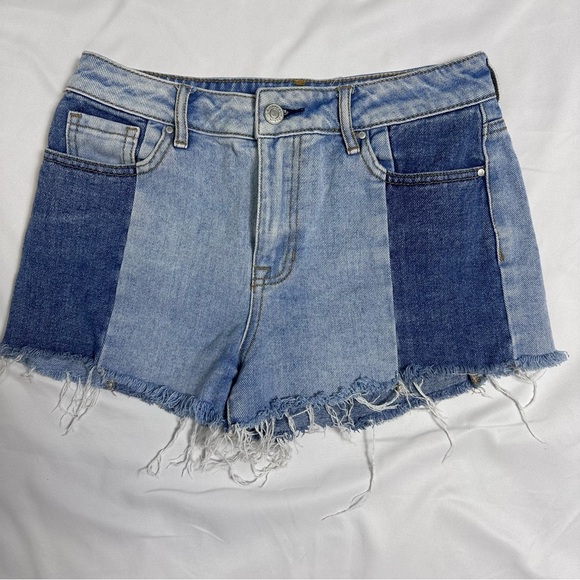 PacSun High Rise Color Block Denim Cut Off Shorts Women’s 25 - Picture 1 of 8